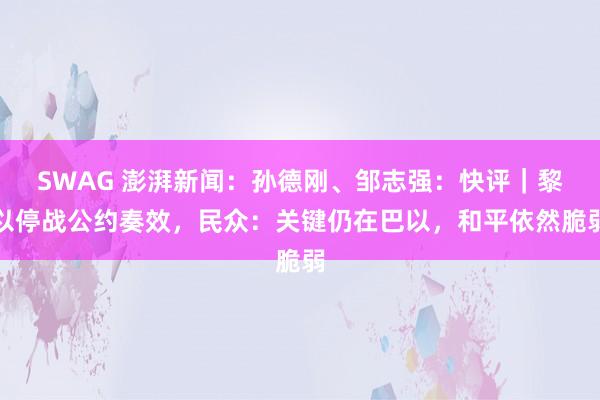 SWAG 澎湃新闻：孙德刚、邹志强：快评｜黎以停战公约奏效，民众：关键仍在巴以，和平依然脆弱