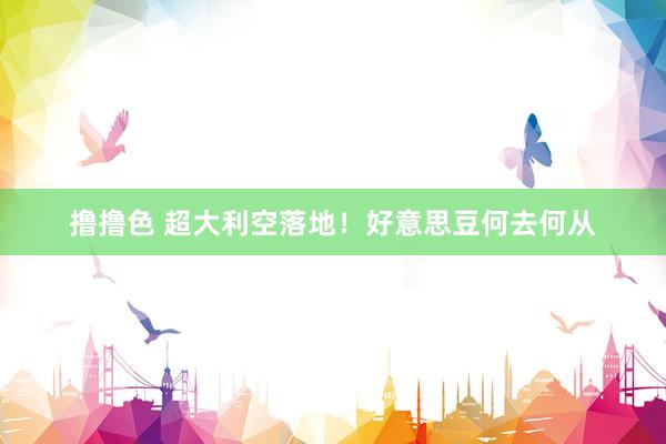 撸撸色 超大利空落地！好意思豆何去何从