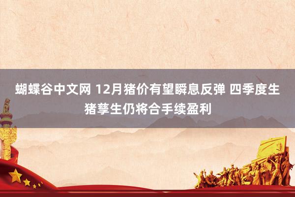 蝴蝶谷中文网 12月猪价有望瞬息反弹 四季度生猪孳生仍将合手续盈利